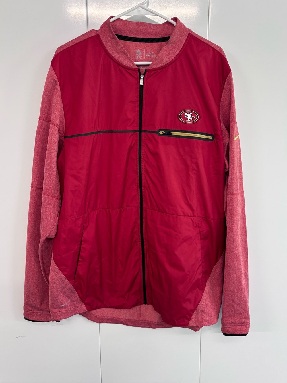 Nike San Francisco 49ers NFL Shield Full Zip Jacket Mens Large Red Heathered